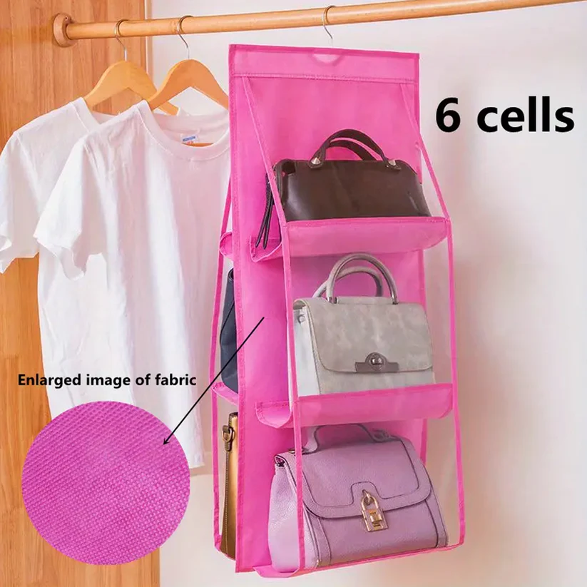 6 Pockets Hanging Purse Handbag Organizer
