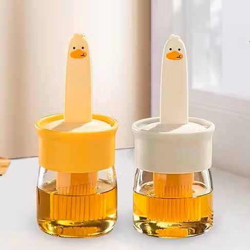 200ml Glass Olive Oil Dispenser Bottle with Silicone Brush (Pack of 2)