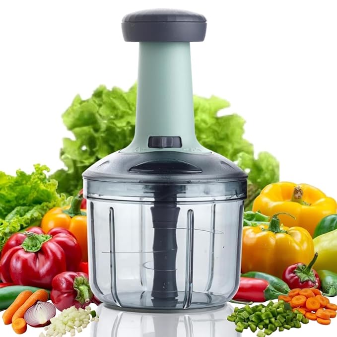 Manual Food Chopper 3 Stainless Steel Blades, for Fruits, Vegetables, Herbs (650 ML)
