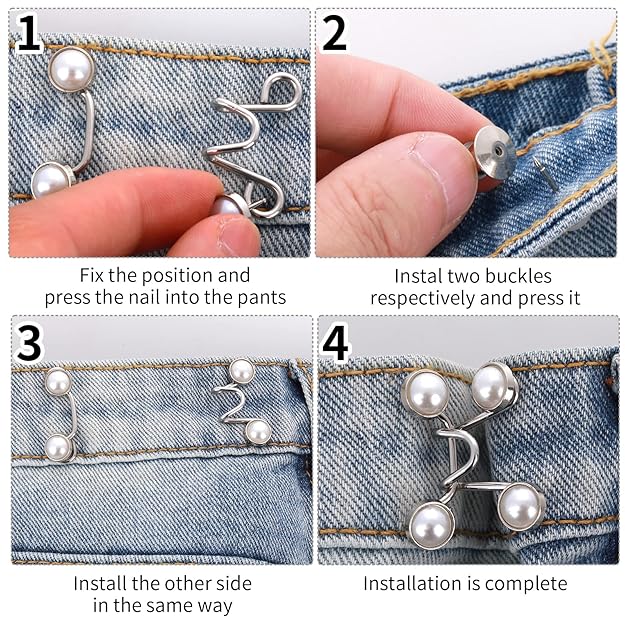 2 Set Adjustable Waist Buckle For Loose Jeans Pants