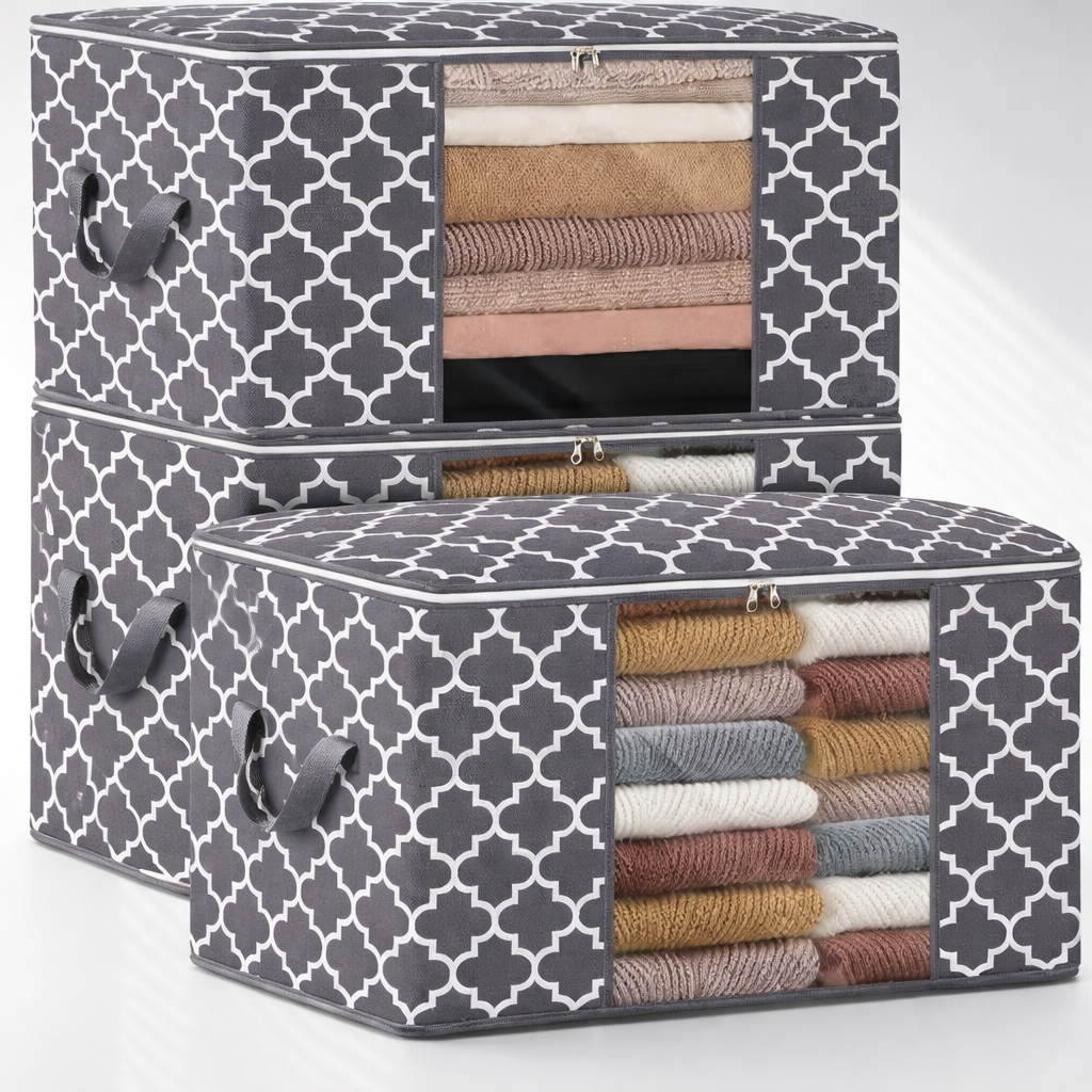 Shaping Fabric Garment Cover Non-Woven 90 GSM with Transparent Window & amp: Double Metal Zipper – Pack of 3