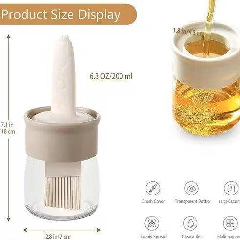 200ml Glass Olive Oil Dispenser Bottle with Silicone Brush (Pack of 2)